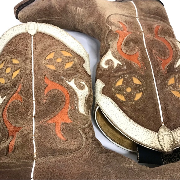 Justin Leather Cowboy Cowgirl Boots Size 8 - Picture 10 of 16